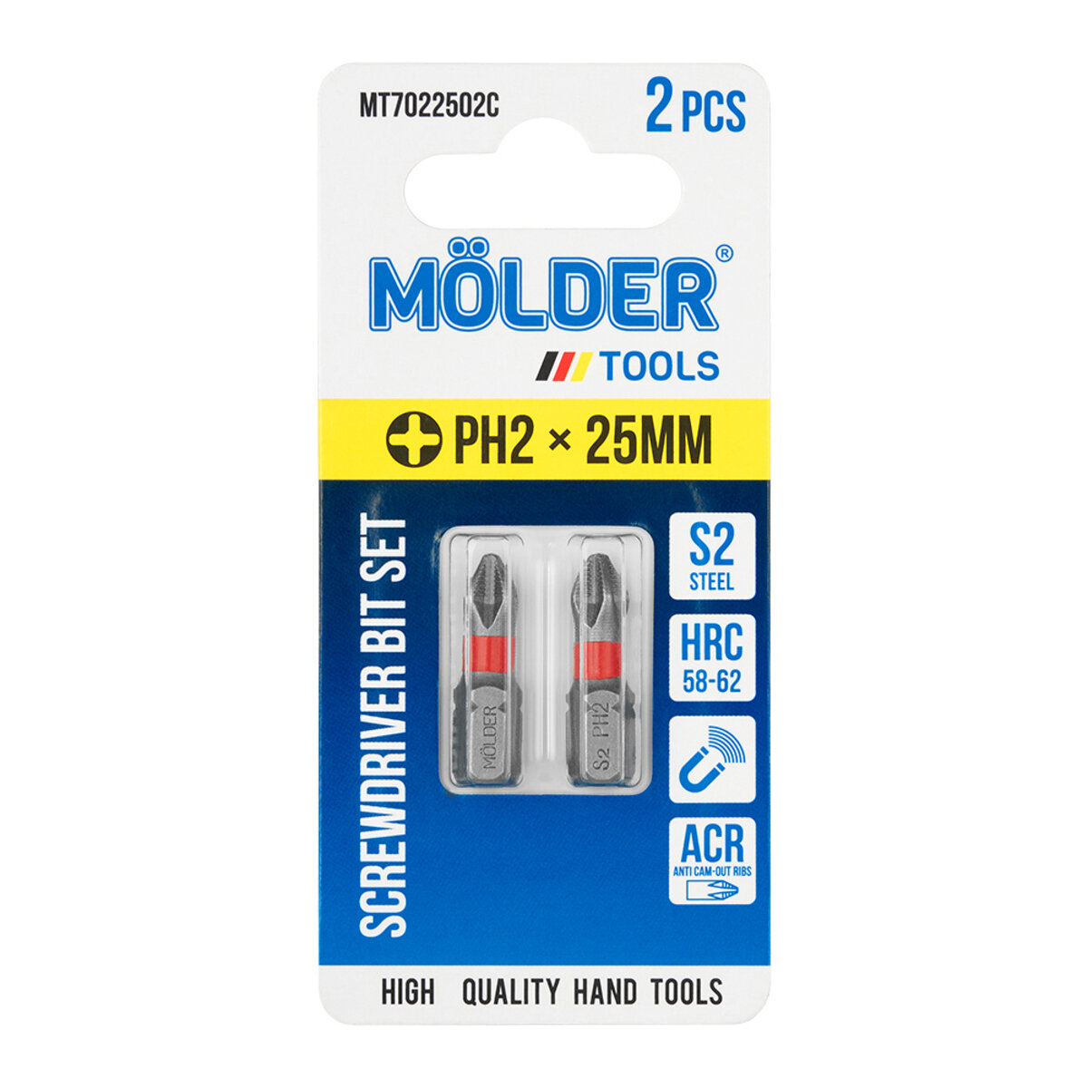 Набір біт Molder PH2x 25мм 2шт (кольорове маркування) (MT7022502C) дивитися фото №1