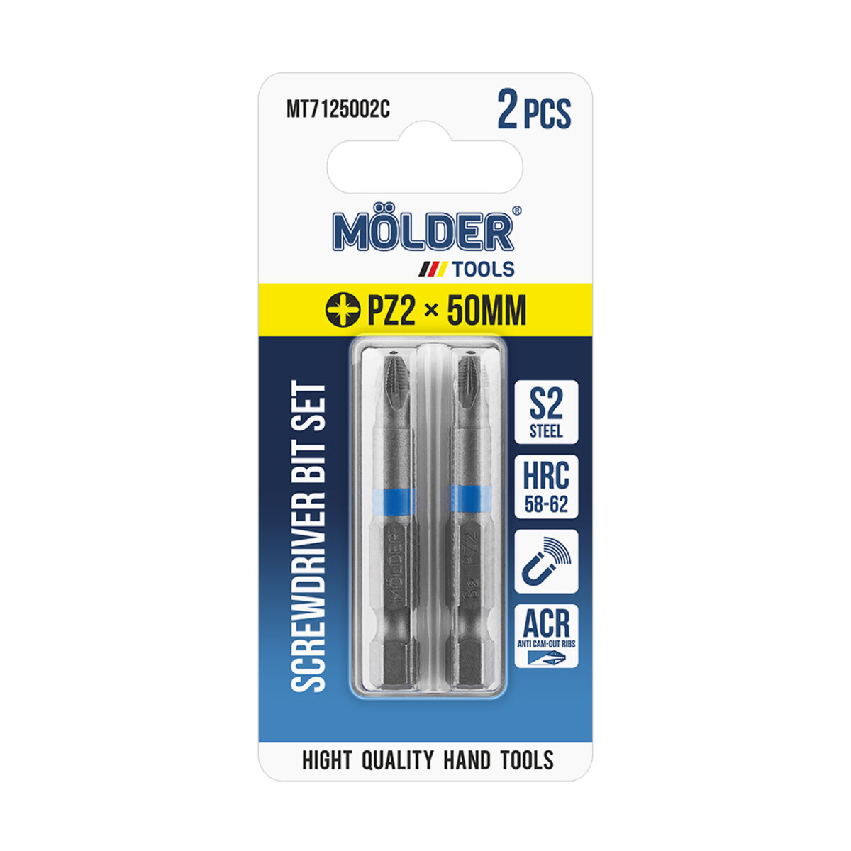 Набір біт Molder PZ2x50мм 2шт (кольорове маркування) (MT7125002C) дивитися фото №1