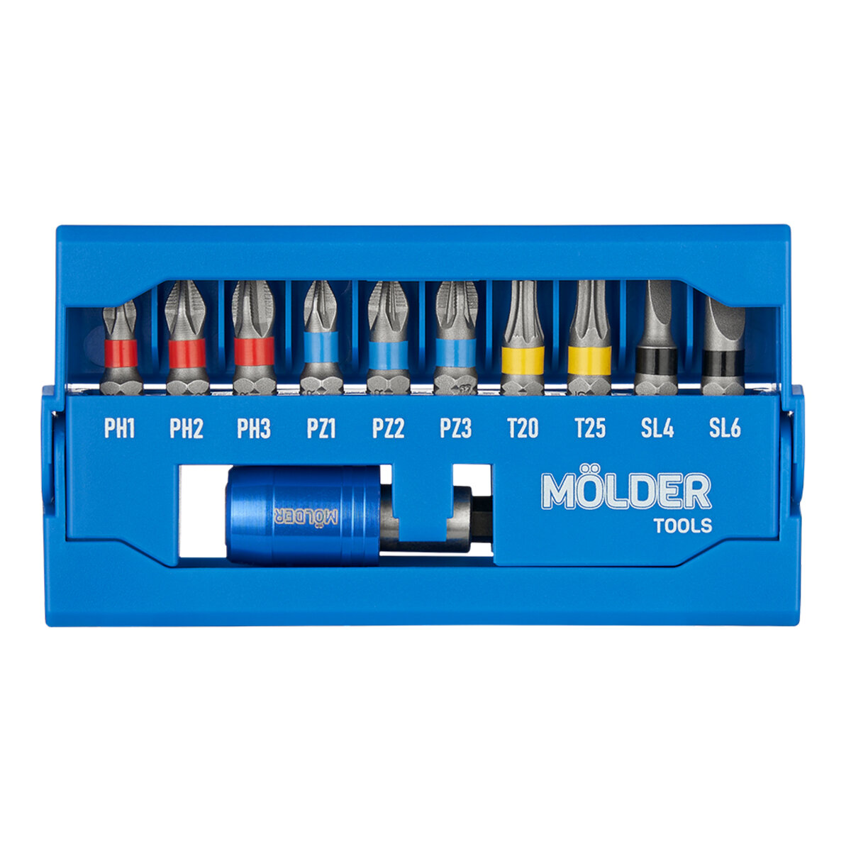 Набір біт Molder з тримачем магнітним 50мм 11шт (кольорове маркування) (MT70010) дивитися фото №1