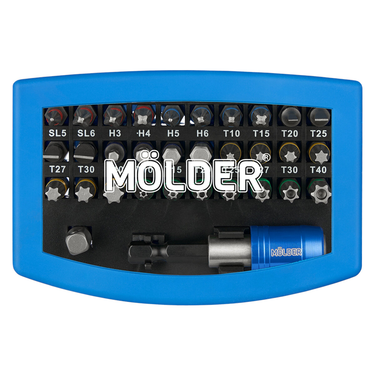 Набір біт Molder з тримачем магнітним 25мм 32шт (кольорове маркування) (MT70032) дивитися фото №1