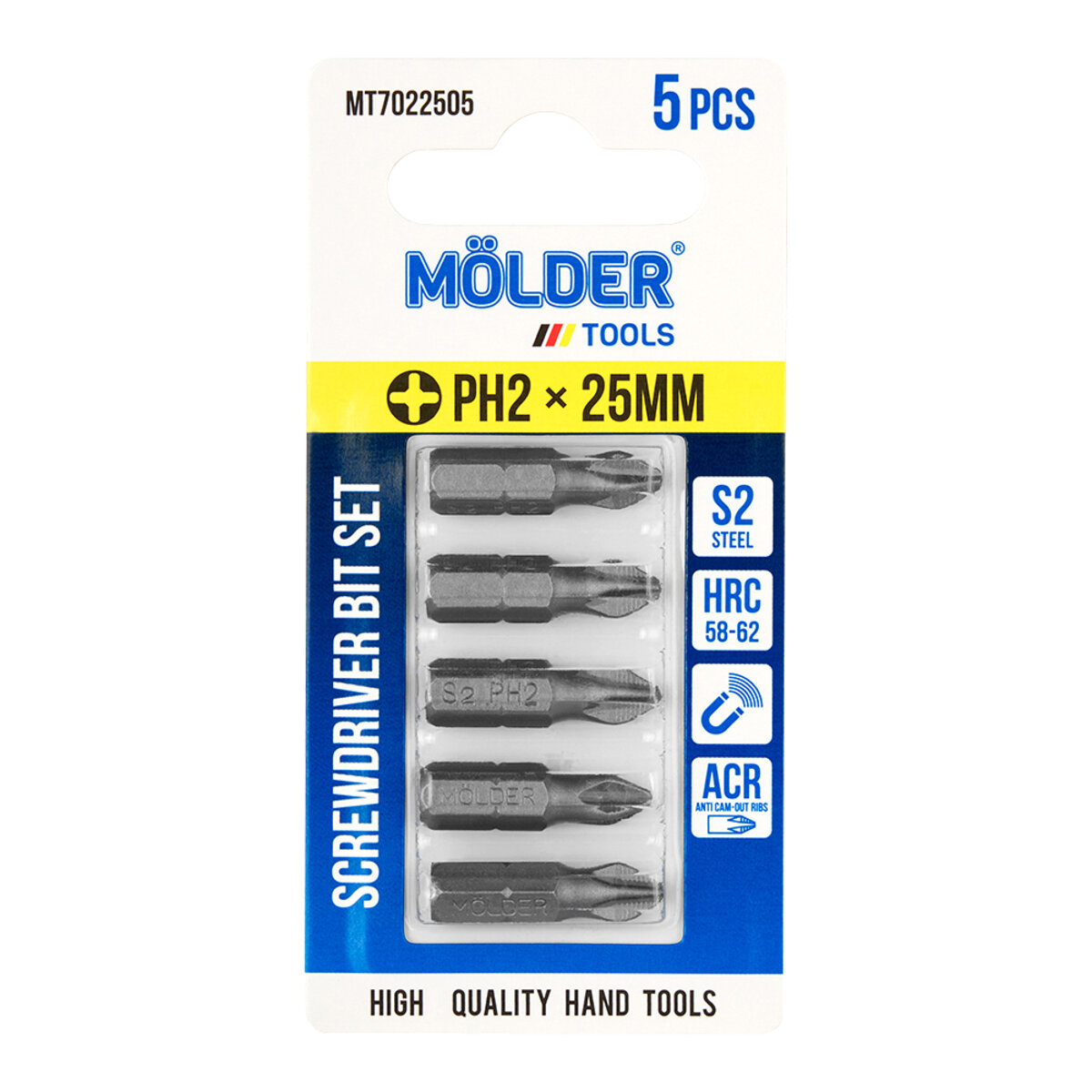 Набір біт Molder PH2x25мм 5шт (MT7022505) дивитися фото №1