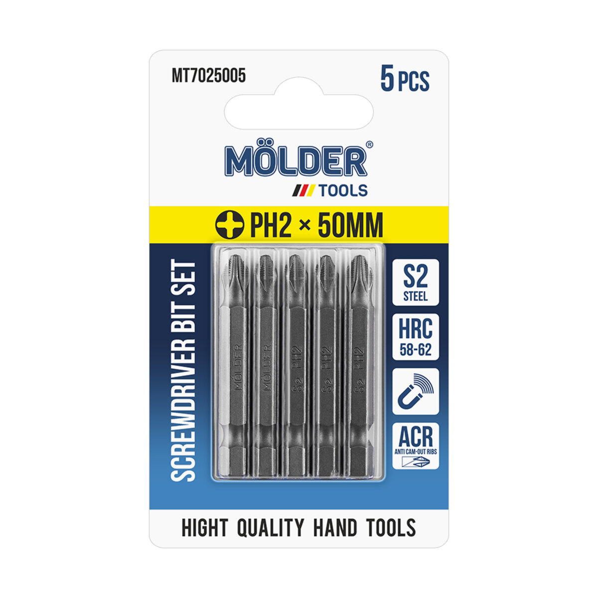 Набір біт Molder PH2x50мм 5шт (MT7025005) дивитися фото №1
