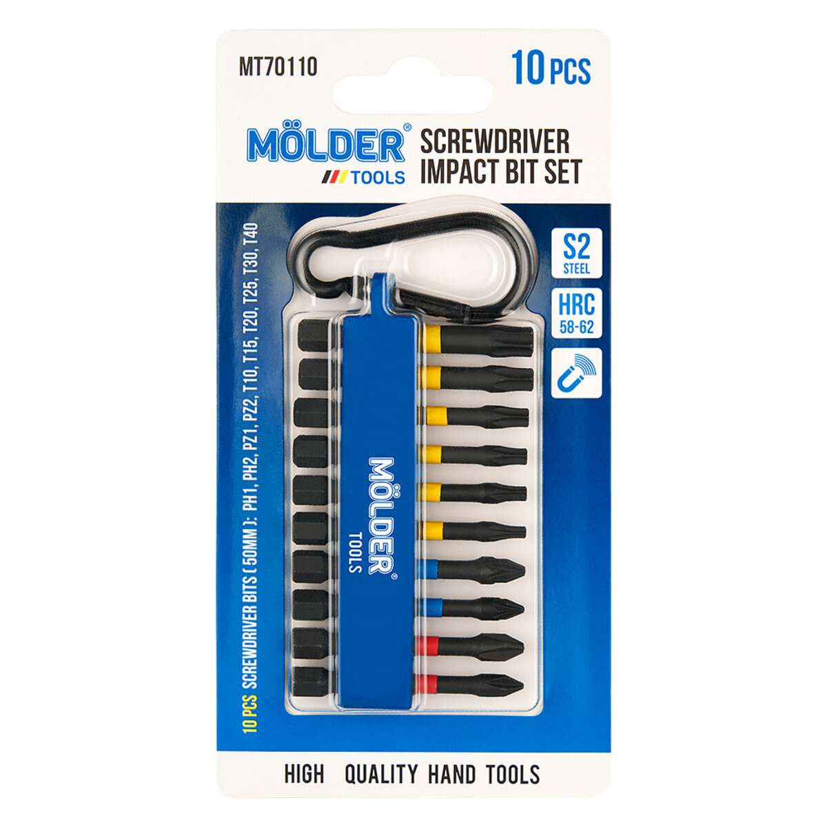 Набір біт ударних Molder 50мм 10шт (кольорове маркування) (MT70110) дивитися фото №1