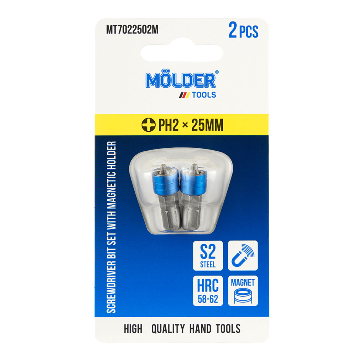 Набір біт Molder з магнітним тримачем PH2x25мм 2шт (MT7022502M) дивитися фото №1