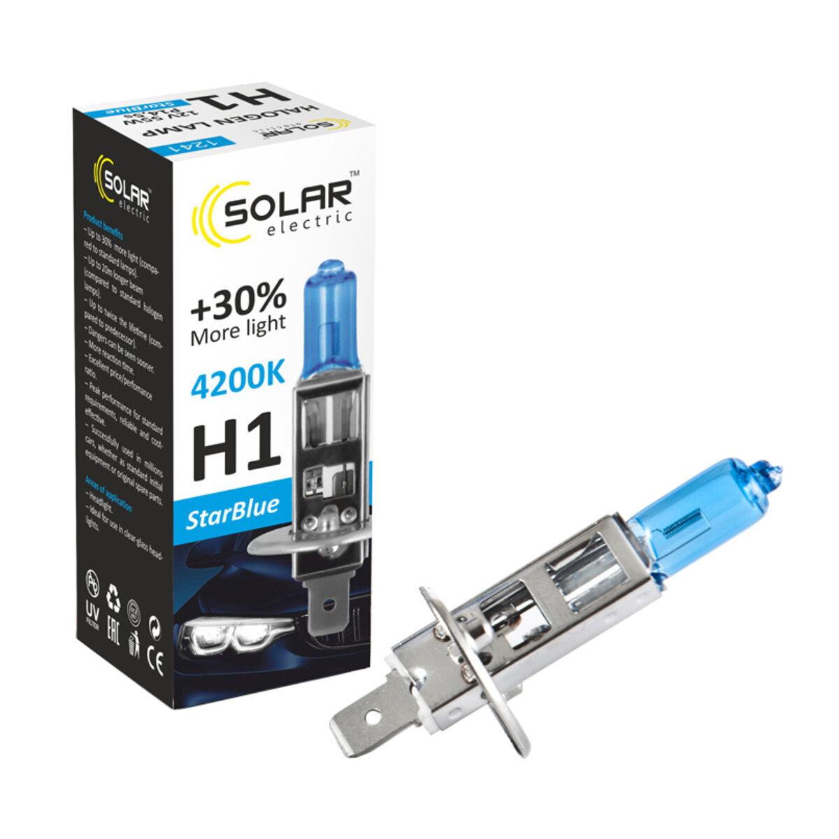 Галогенова лампа Solar H1 12V 55W P14,5s StarBlue 4200K (1241) дивитися фото №1