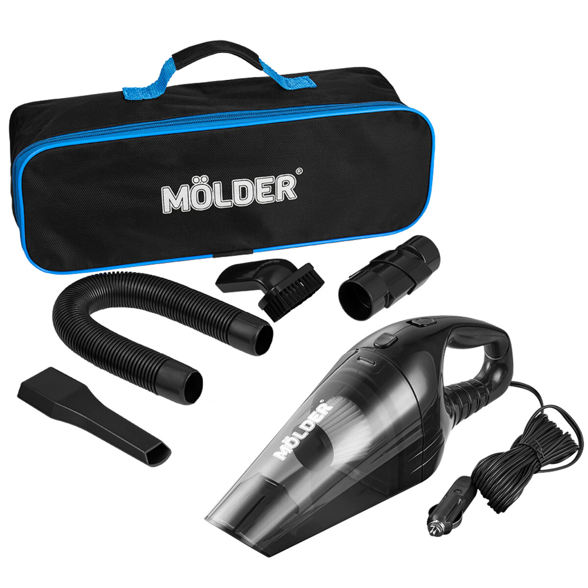 Пилосос автомобільний Molder від прикурювача 110Вт, 12В, 3.2кПа, чорний (MA34015) дивитися фото №1