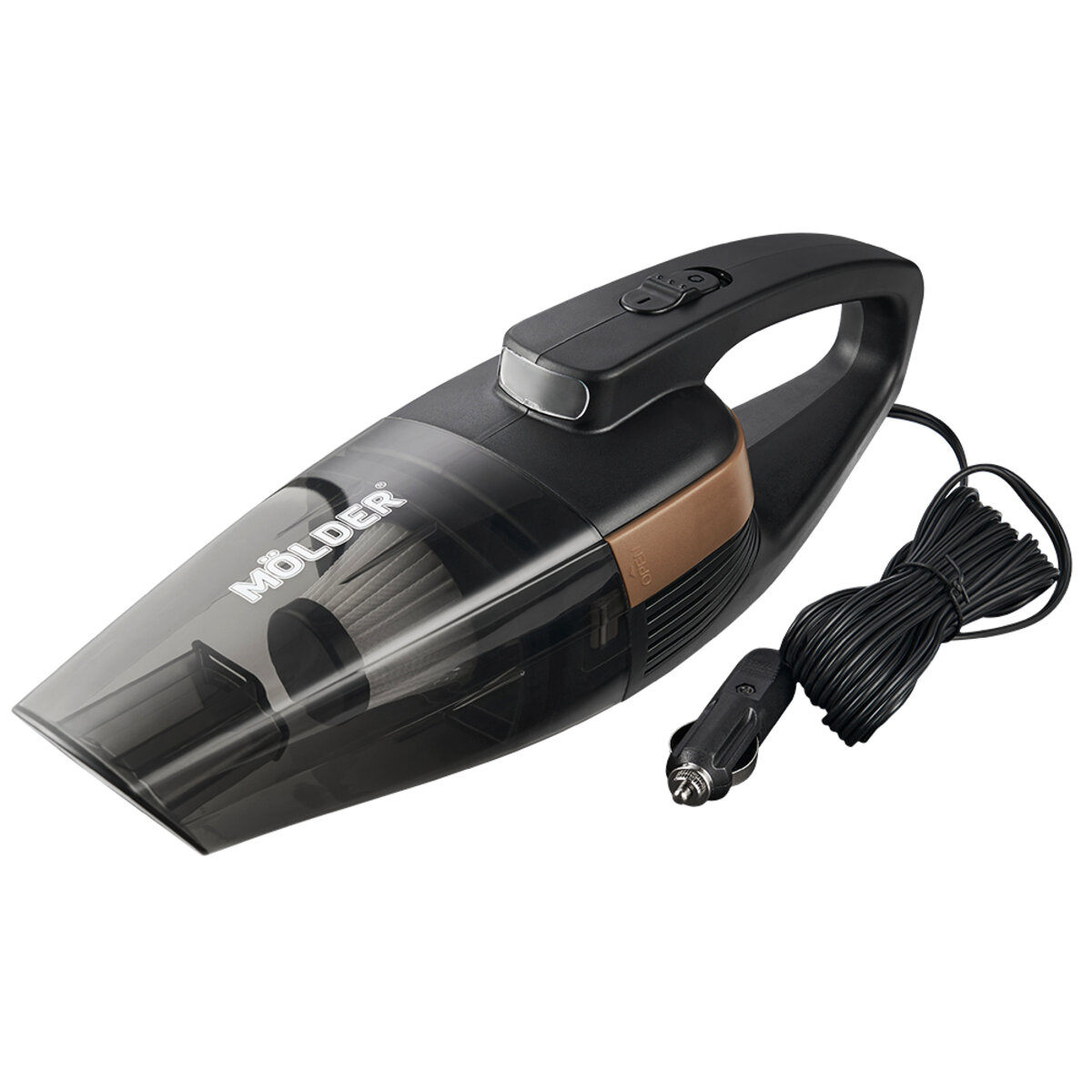 Пилосос автомобільний Molder від прикурювача з LED ліхтарем 110Вт, 12В, 3.2кПа, чорний (MA34020) дивитися фото №4