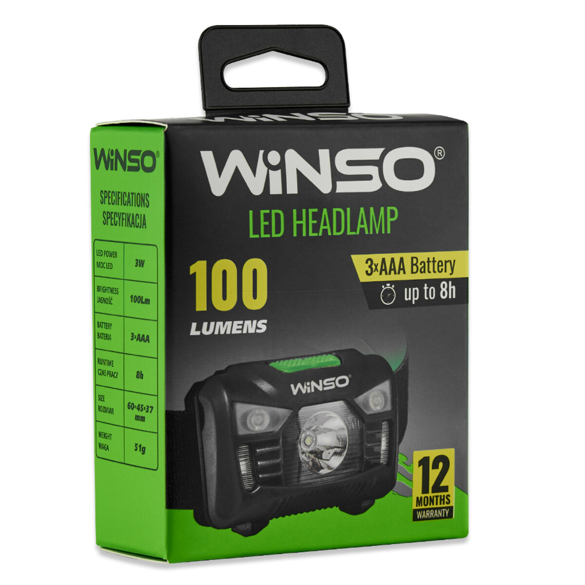 Ліхтар налобний Winso 100Lm, 3W LED, 3xAAA, з сенсором білий/червоний (750200) дивитися фото №6