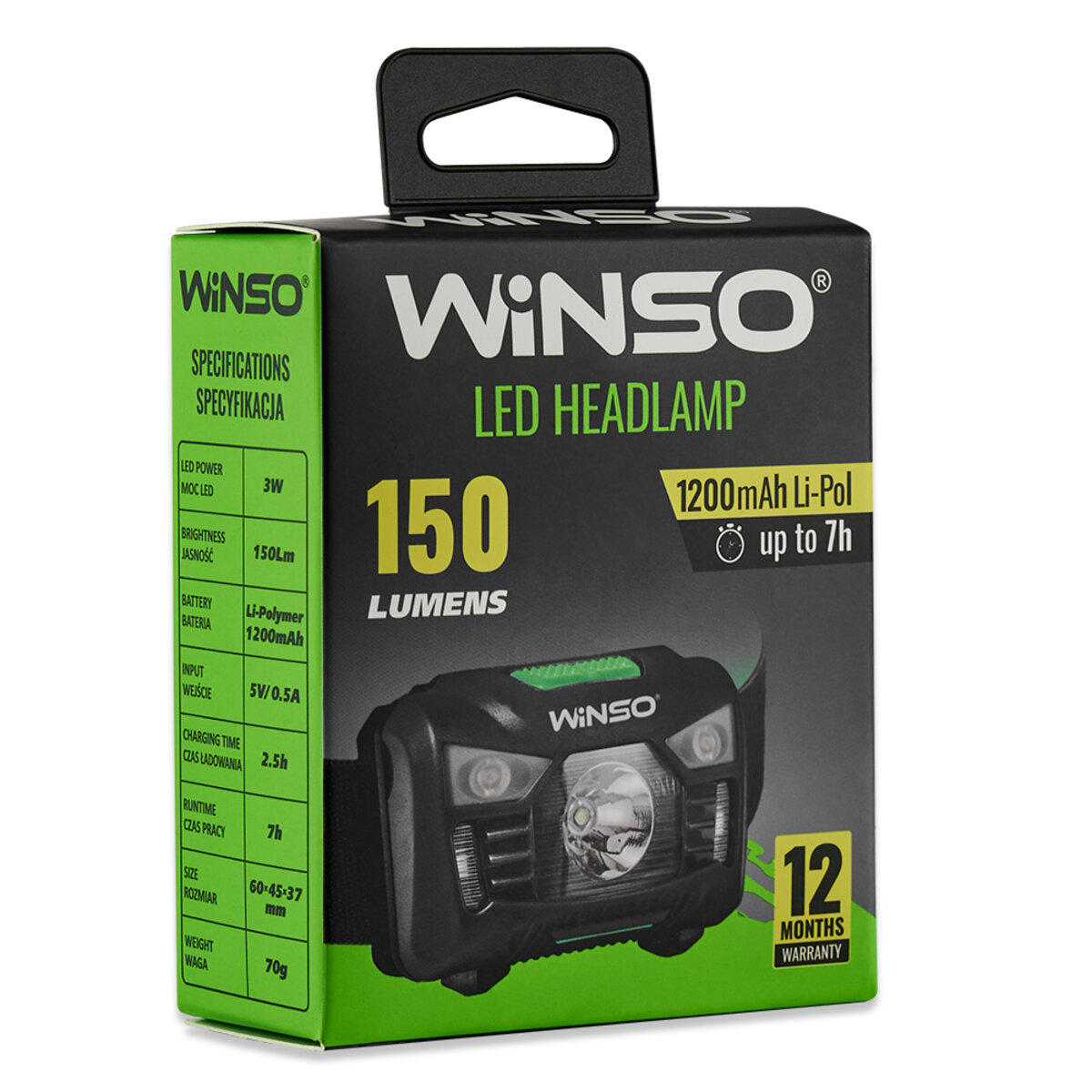Ліхтар налобний Winso 150Lm, 3W LED, 1200mAh з сенсором білий/червоний (750220) дивитися фото №7