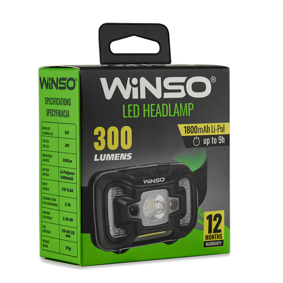 Ліхтар налобний Winso 330Lm, 5W CREE XTE+COB, 1800mAh, з сенсором білий/червоний (750420) дивитися фото №7