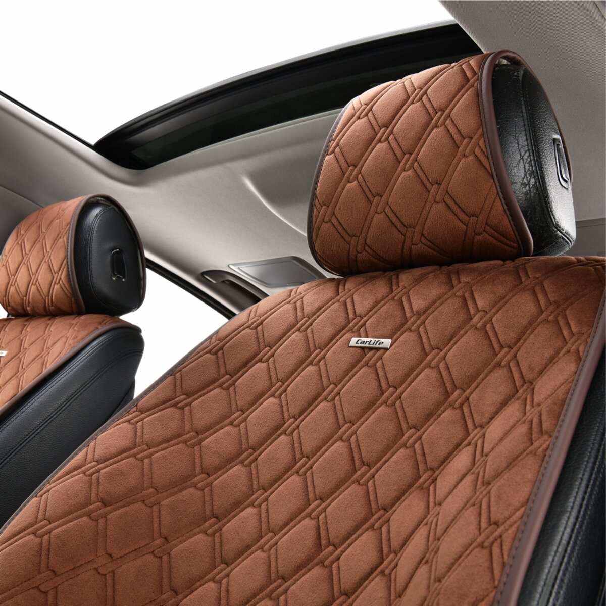 Комплект преміум накидок для сидінь CarLife Turbo, coffee (SC30404) дивитися фото №6