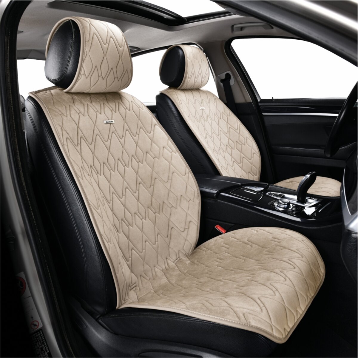 Комплект преміум накидок для сидінь CarLife Racer, biege (SC20304) дивитися фото №4