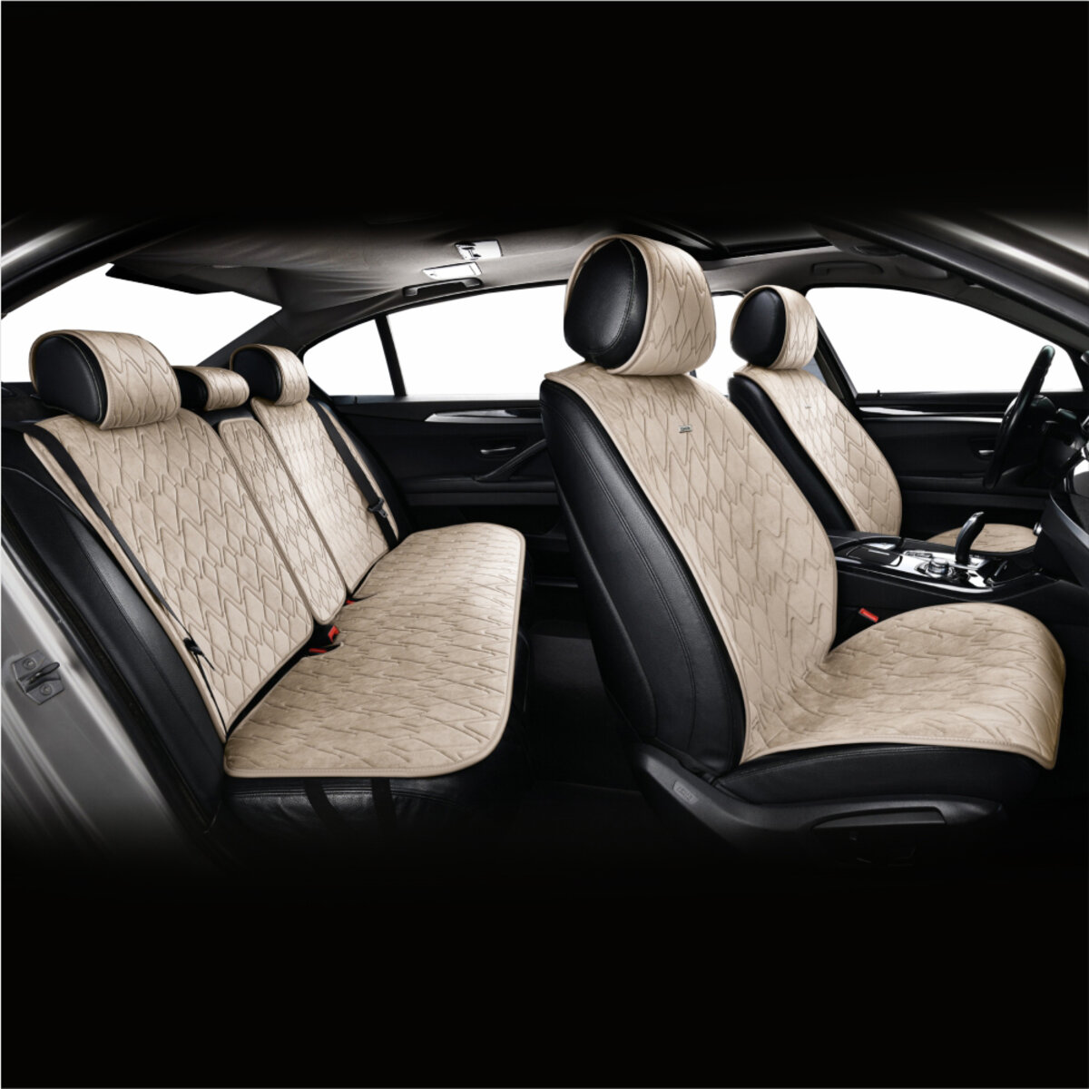 Комплект преміум накидок для сидінь CarLife Racer, biege (SC20304) дивитися фото №5