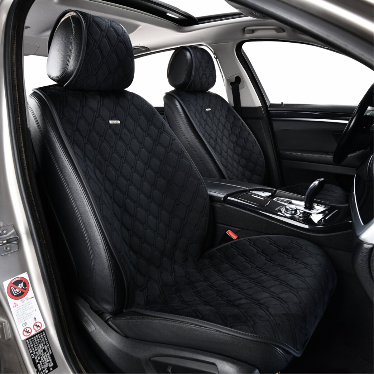 Комплект преміум накидок для сидінь CarLife Turbo, black (SC30104) дивитися фото №4