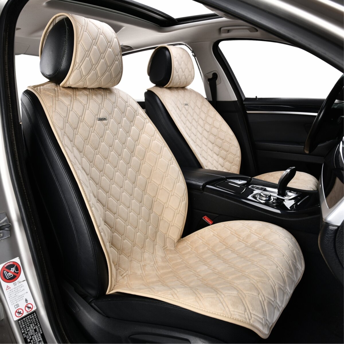 Комплект преміум накидок для сидінь CarLife Turbo, biege (SC30304) дивитися фото №4