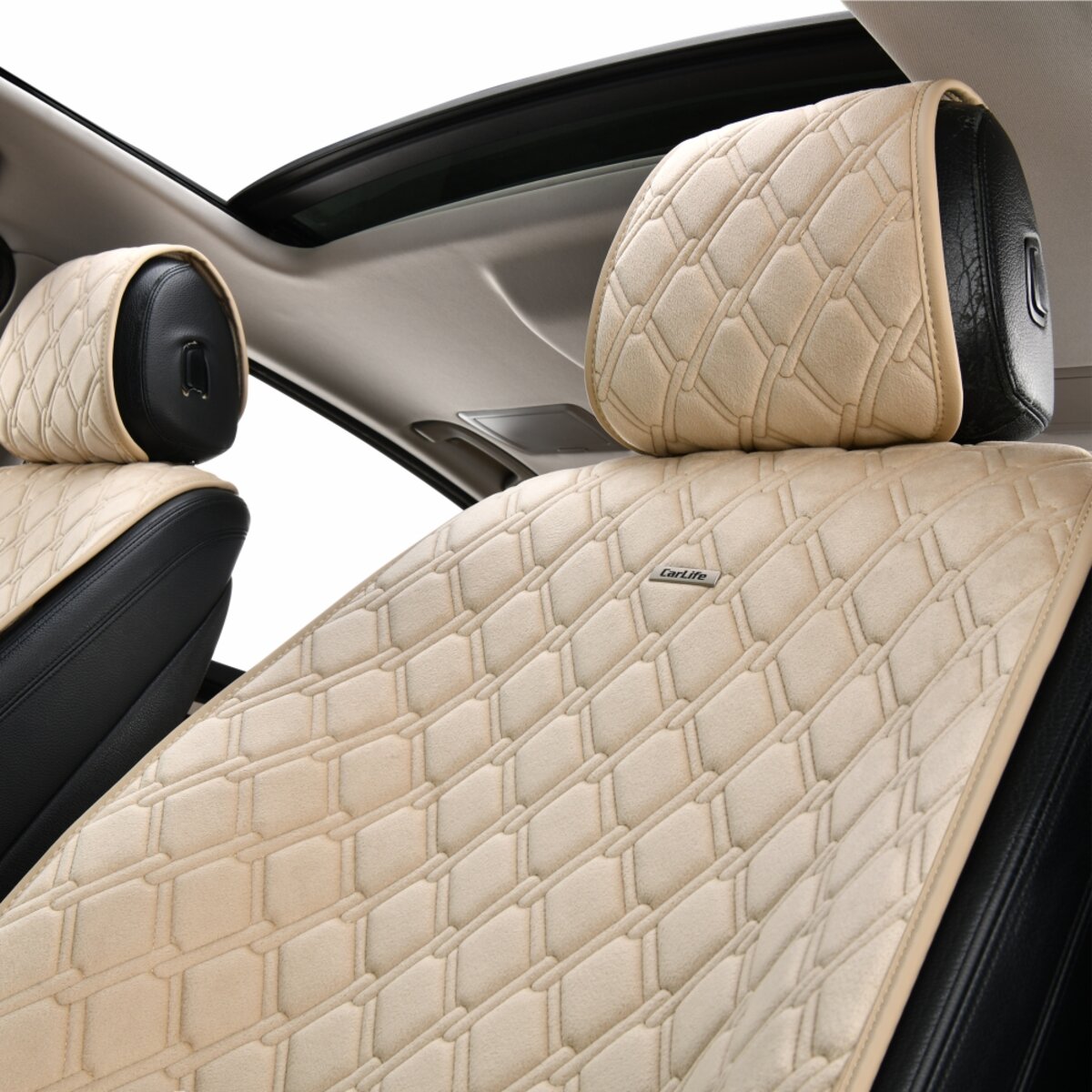 Комплект преміум накидок для сидінь CarLife Turbo, biege (SC30304) дивитися фото №6