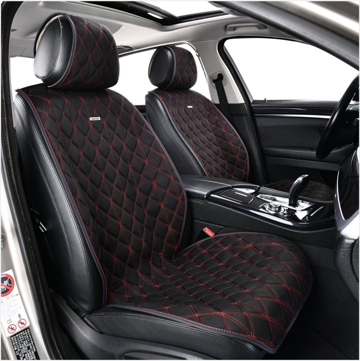 Преміум накидки для передніх сидінь CarLife Nitro, black-red 2шт (SC40112) дивитися фото №3