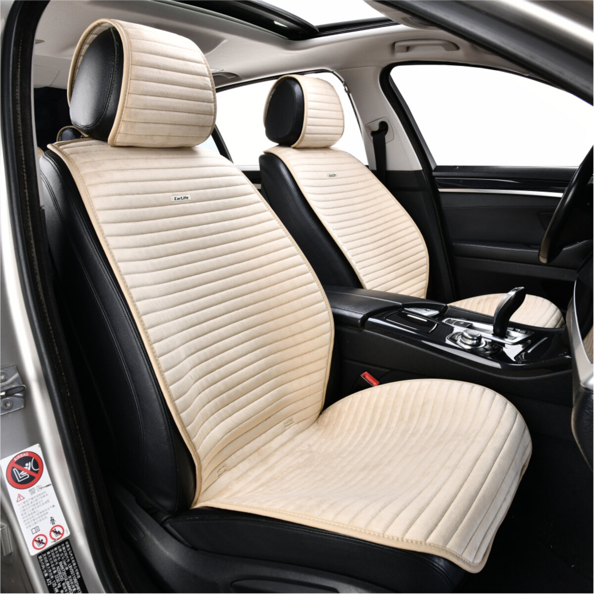Преміум накидки для передніх сидінь CarLife Sport, biege 2шт (SC10302) дивитися фото №3