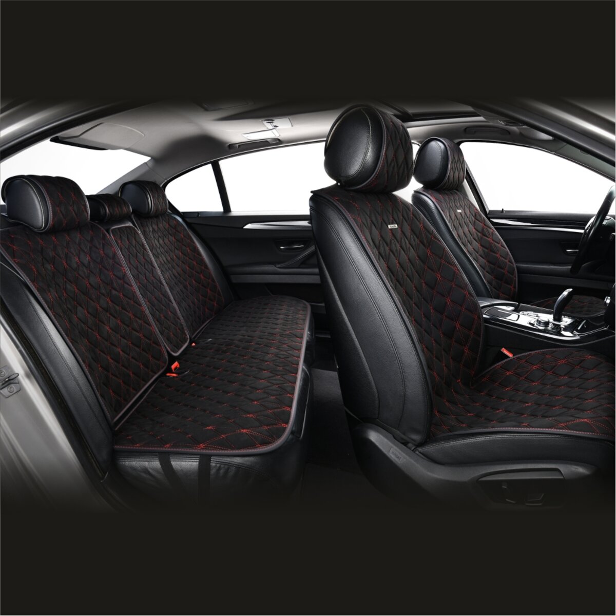Комплект преміум накидок для сидінь CarLife Nitro, black-red (SC40114) дивитися фото №7