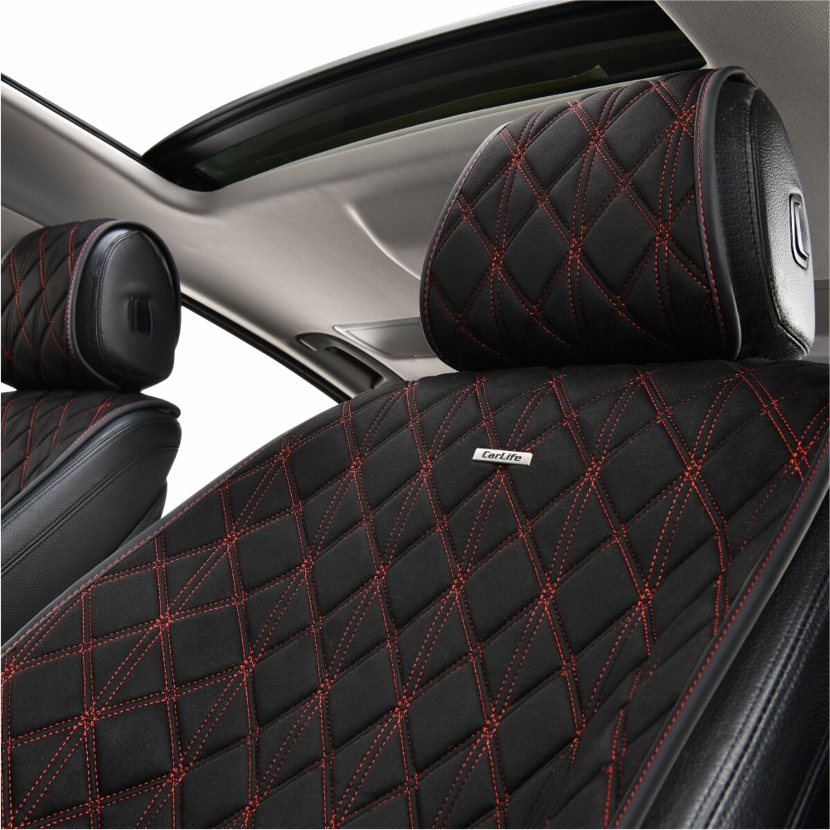 Комплект преміум накидок для сидінь CarLife Nitro, black-red (SC40114) дивитися фото №6
