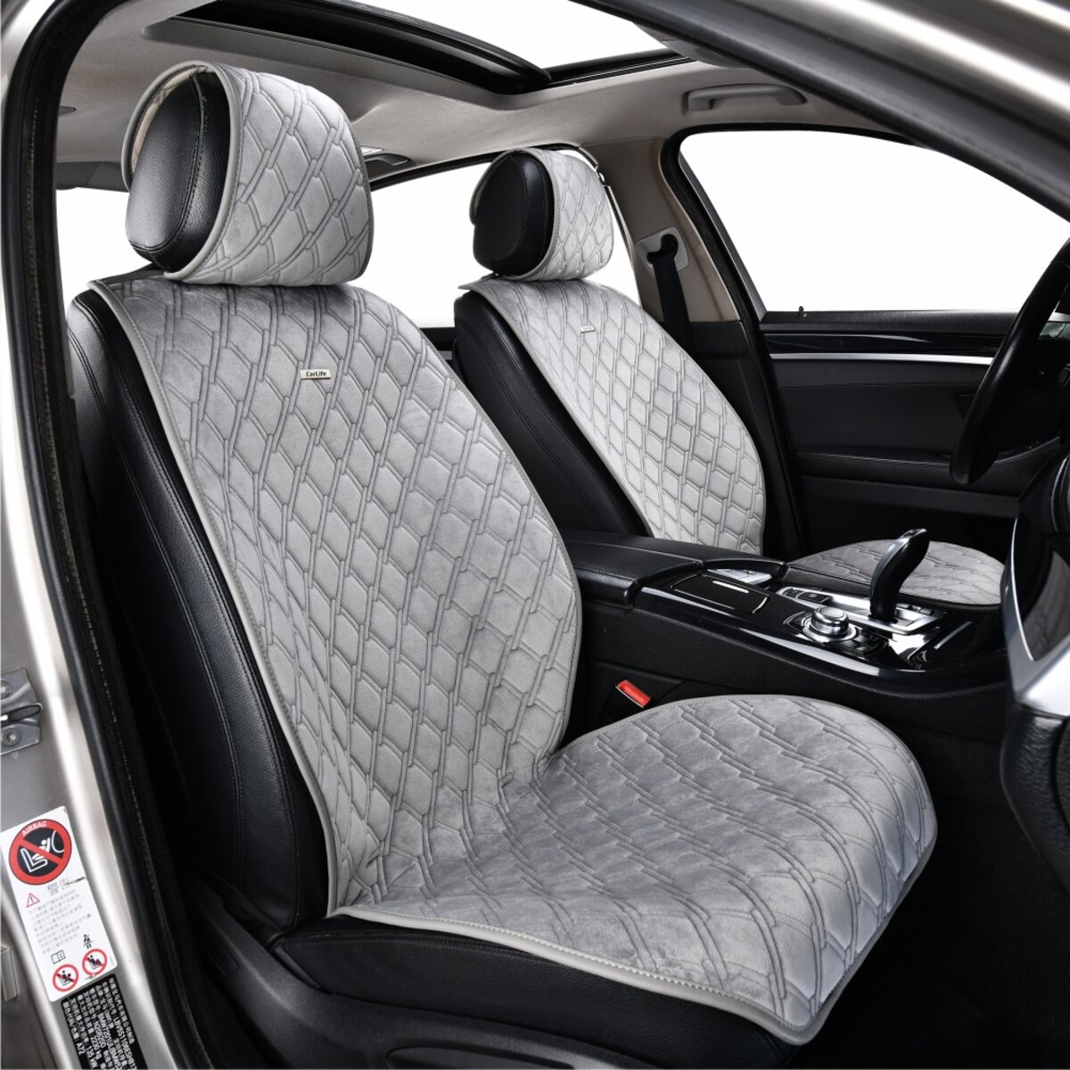 Преміум накидки для передніх сидінь CarLife Turbo, grey 2шт (SC30202) дивитися фото №3