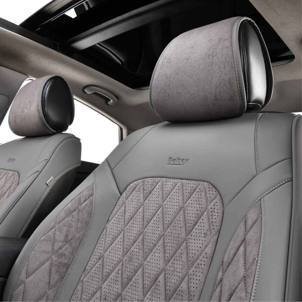 Комплект, 3D чохли для передніх сидінь Beltex Malibu, grey 2шт (BX89120) дивитися фото №3