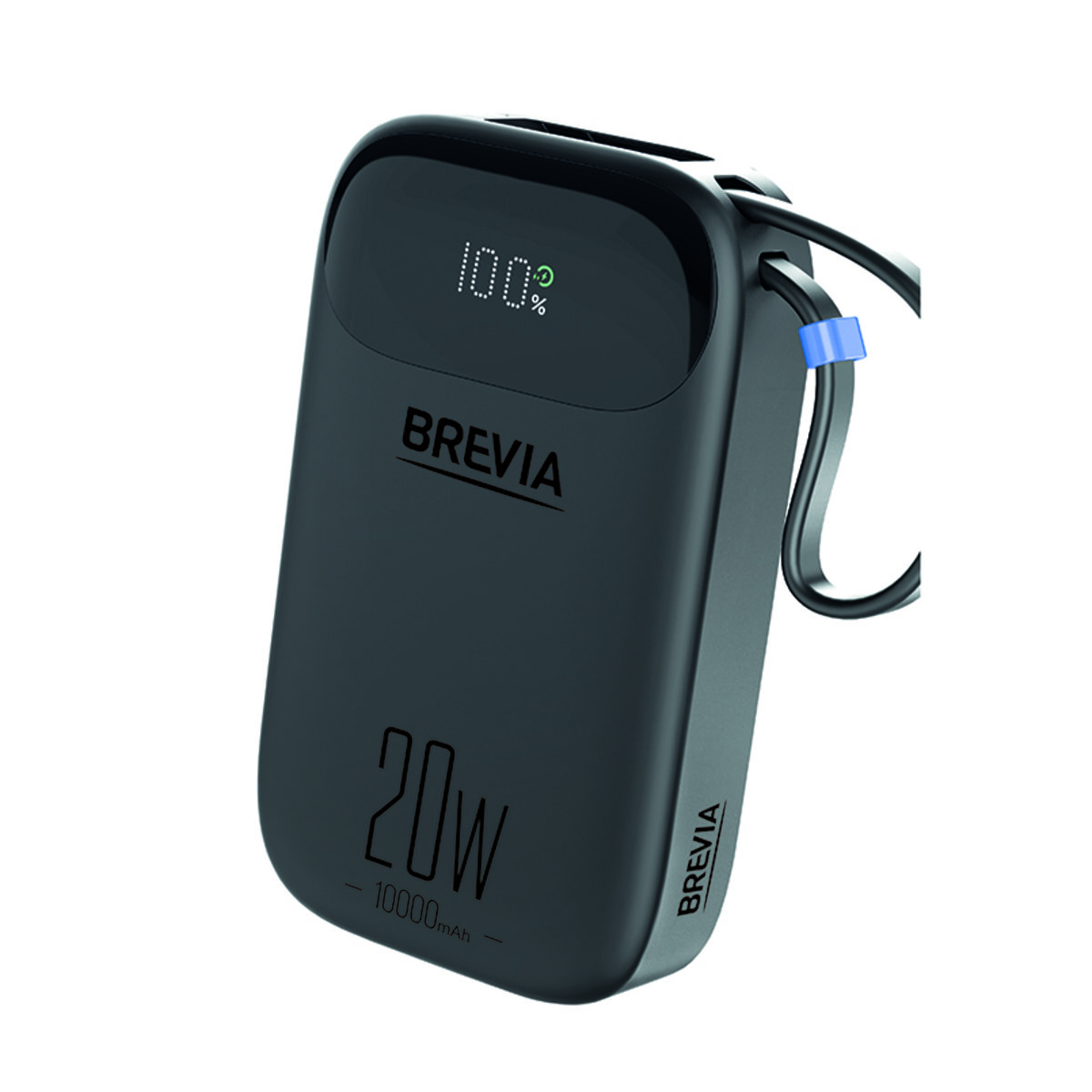 Повербанк (Power Bank) Brevia ePower 10000mAh PD20W CompactMini LCD чорний + кабель (45420CMB) дивитися фото №1