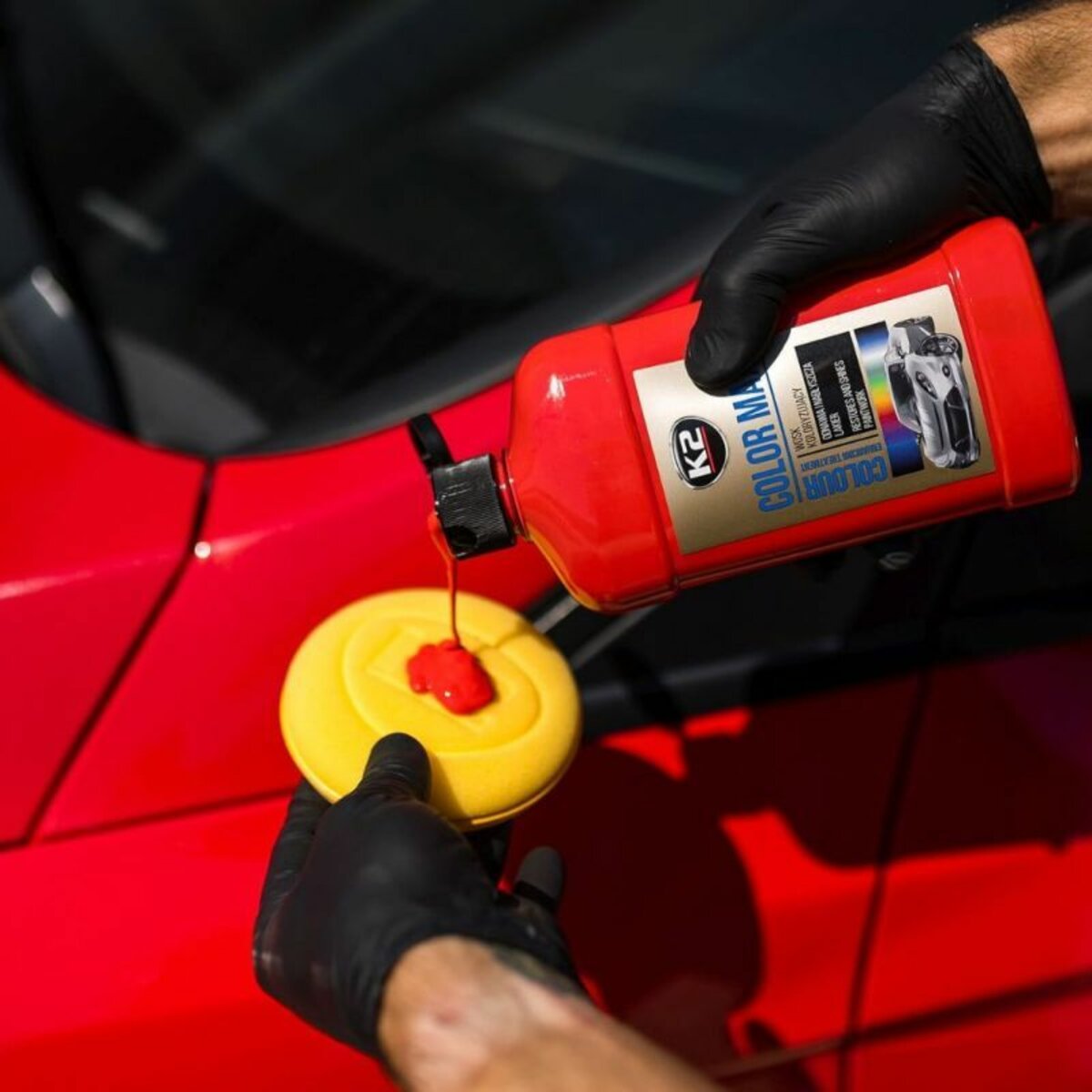 Поліроль для кузова K2 Color Max восковий червоний 500мл (K025CE) дивитися фото №2