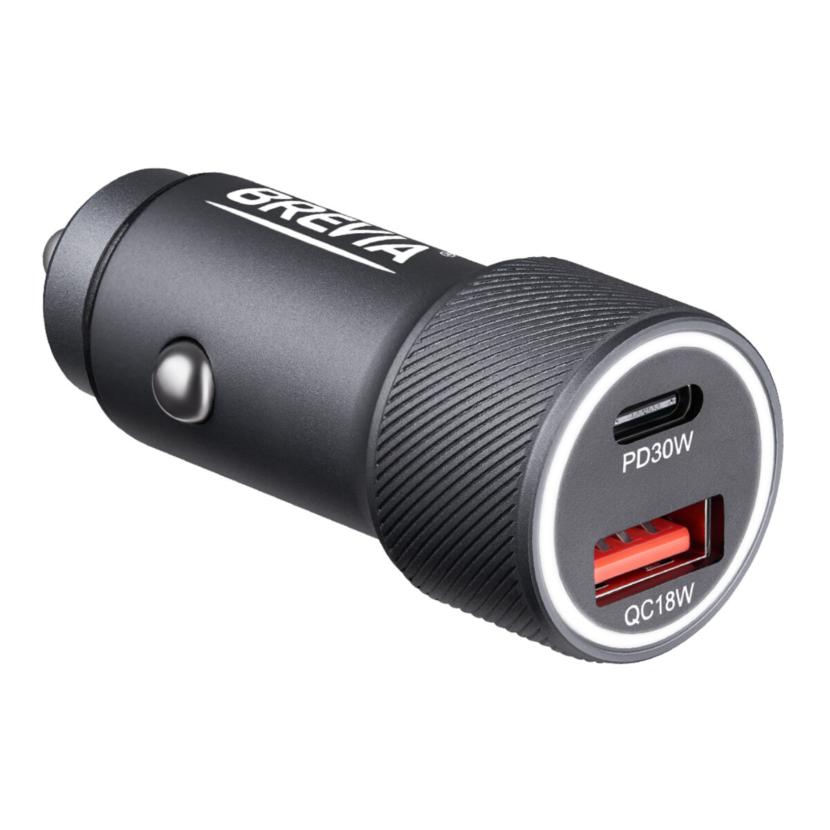 Автомобільний зарядний пристрій Brevia ePower Dual Grip Metal LED 48W 1xUSB-C+1xUSB-A (46048GCUG) дивитися фото №1