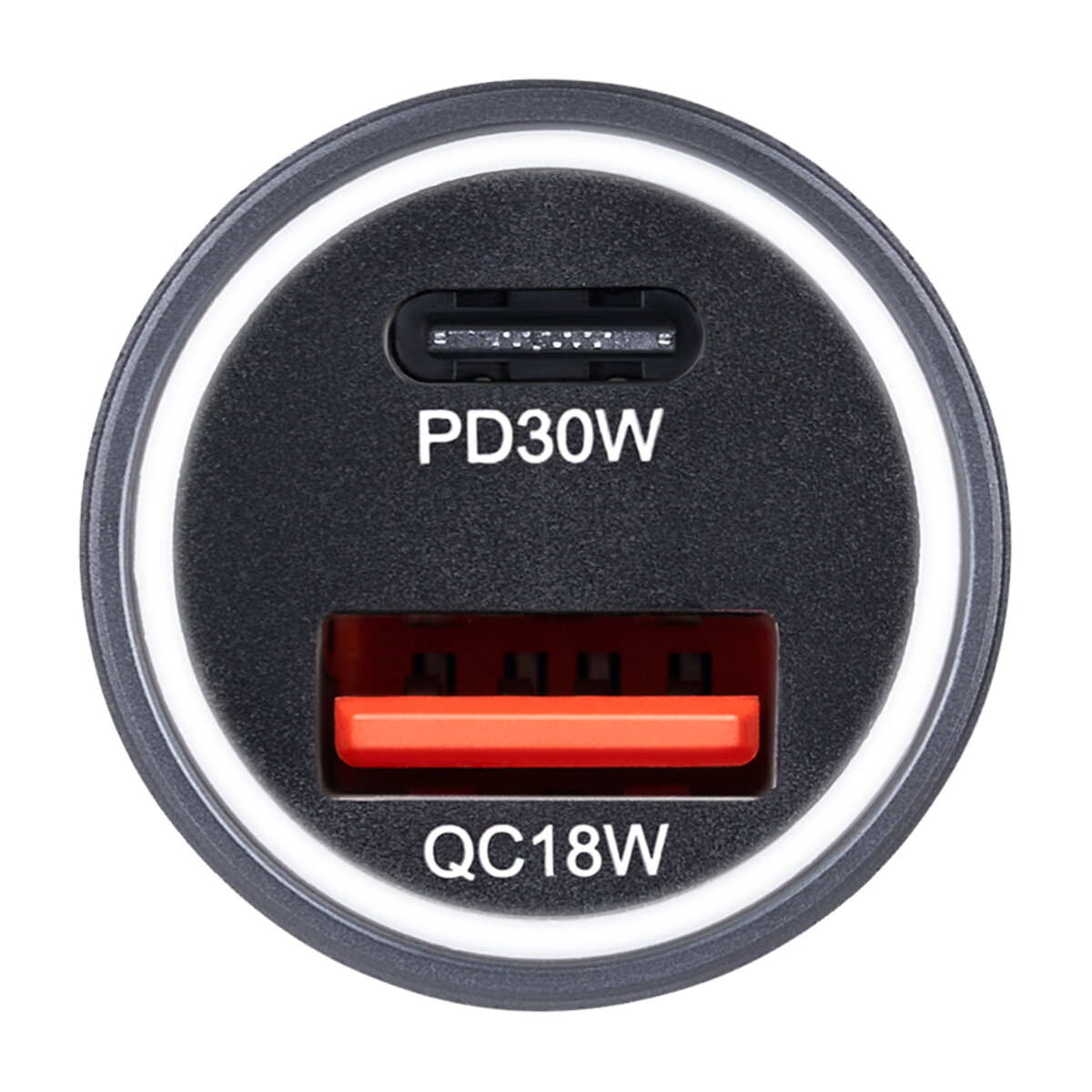 Автомобільний зарядний пристрій Brevia ePower Dual Grip Metal LED 48W 1xUSB-C+1xUSB-A (46048GCUG) дивитися фото №2