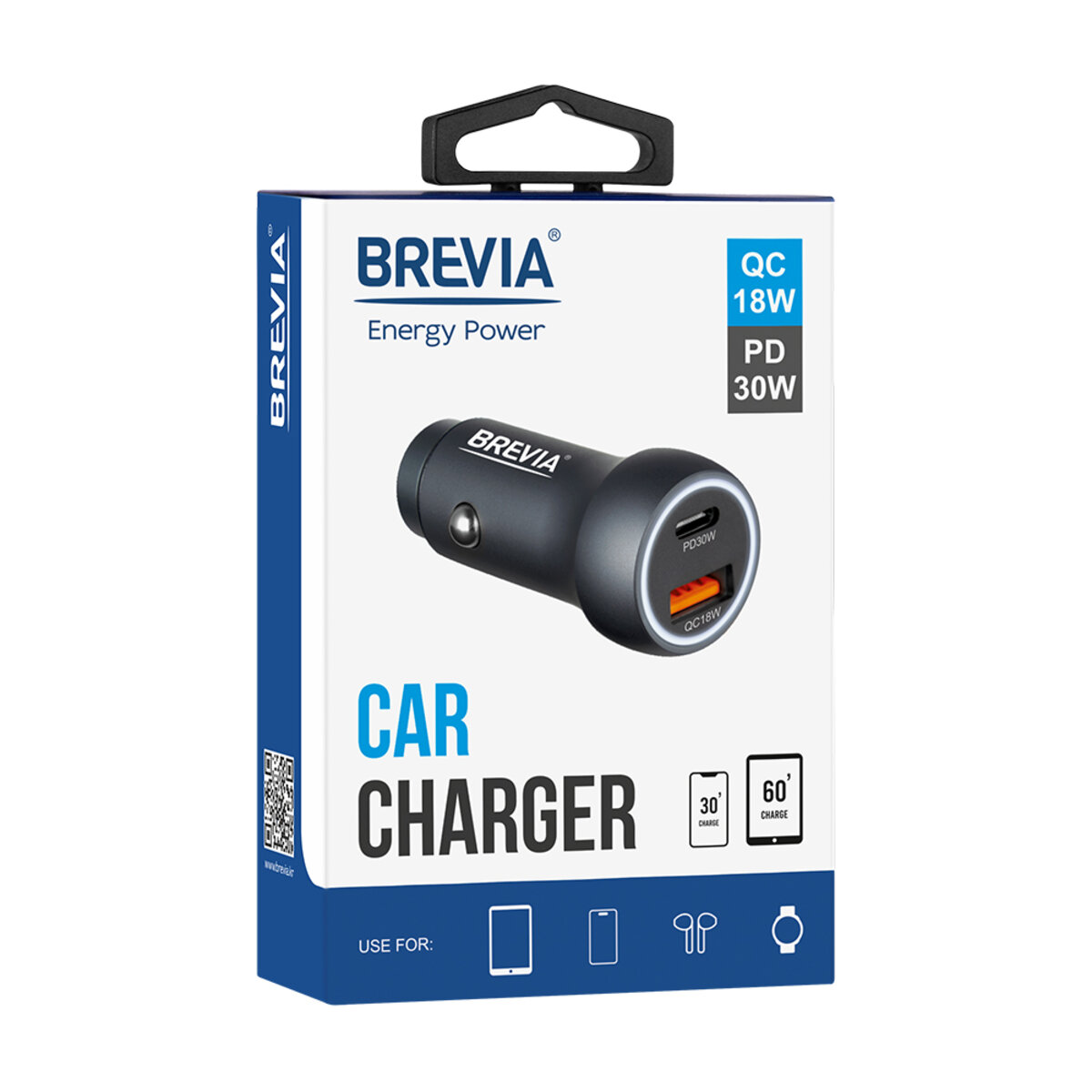 Автомобільний зарядний пристрій Brevia ePower Dual Style Metal LED 48W 1xUSB-C+1xUSB-A (46048SCUG) дивитися фото №5