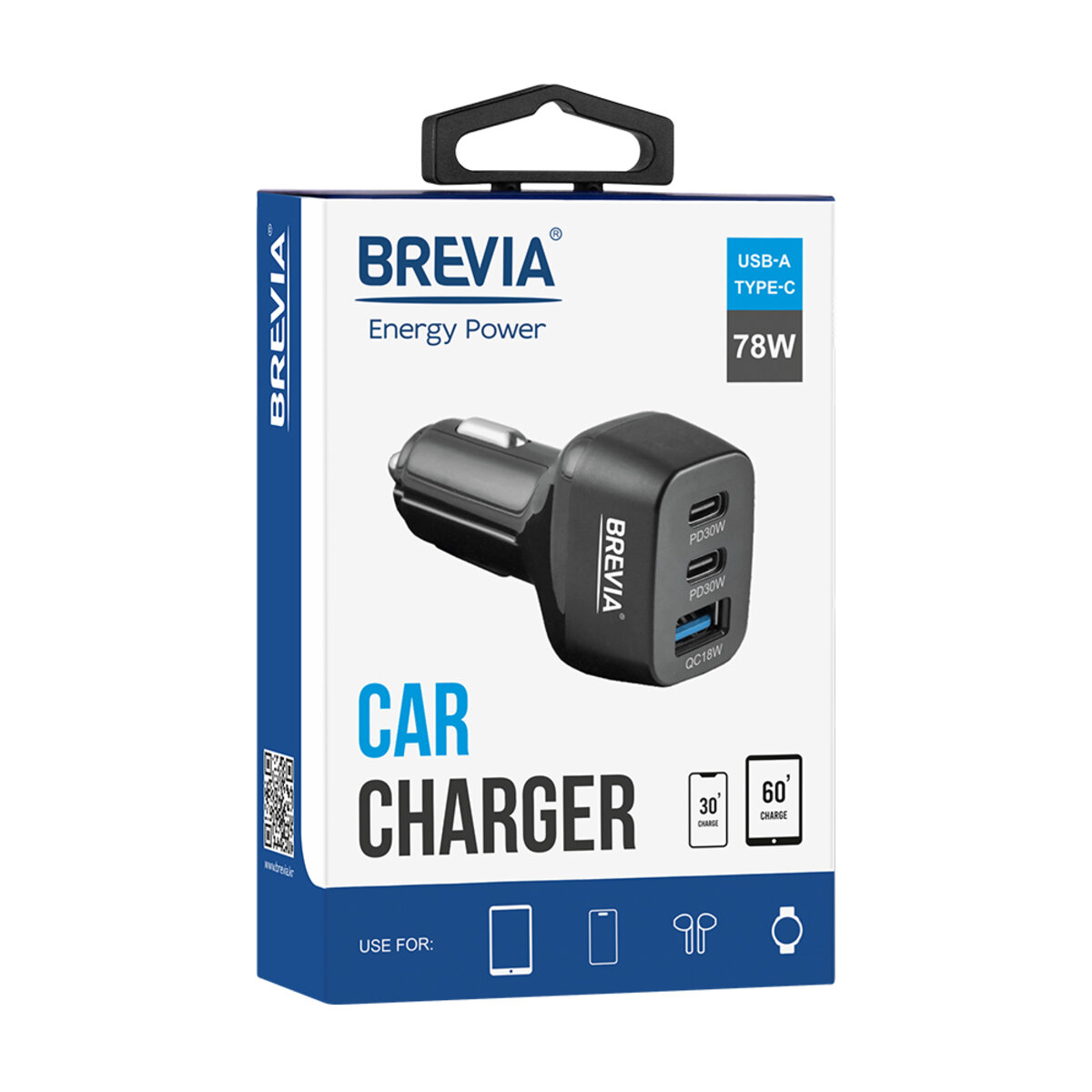 Автомобільний зарядний пристрій Brevia ePower TriDrive 78W 2xUSB-C+1xUSB-A (46078DCUB) дивитися фото №5