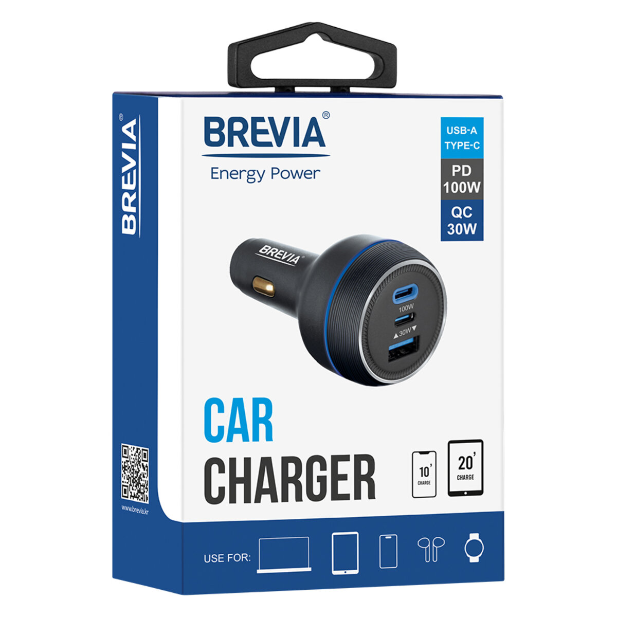 Автомобільний зарядний пристрій Brevia ePower TriPower PRO 130W 2xUSB-C+1xUSB-A (46130DCUB) дивитися фото №5