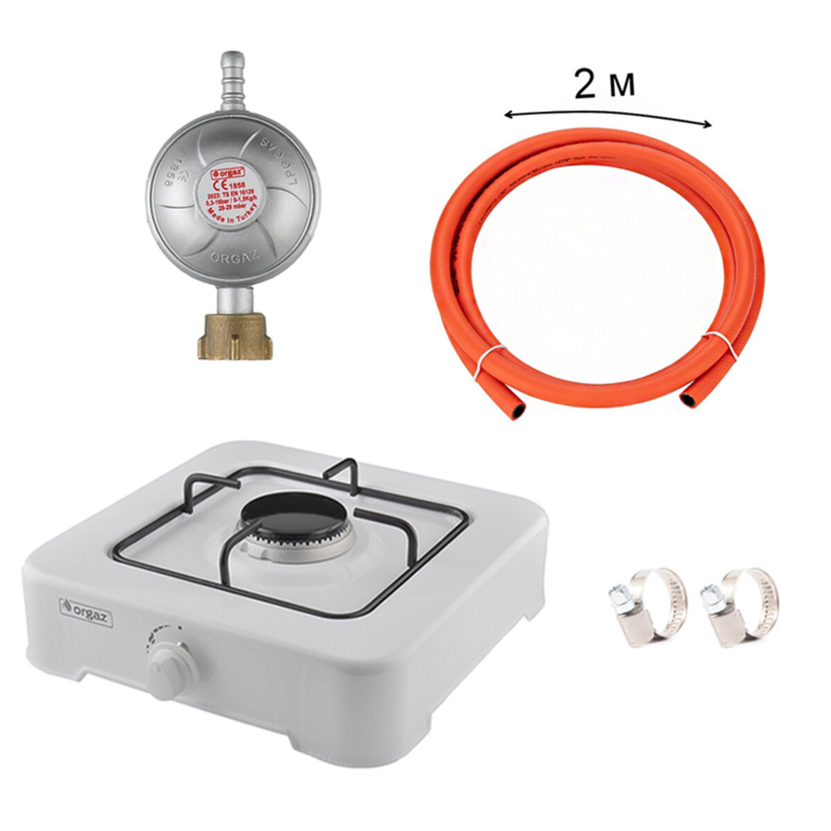 Набір газовий: редуктор, шланг, портативна плита OR-101, хомути (na_215) дивитися фото №1