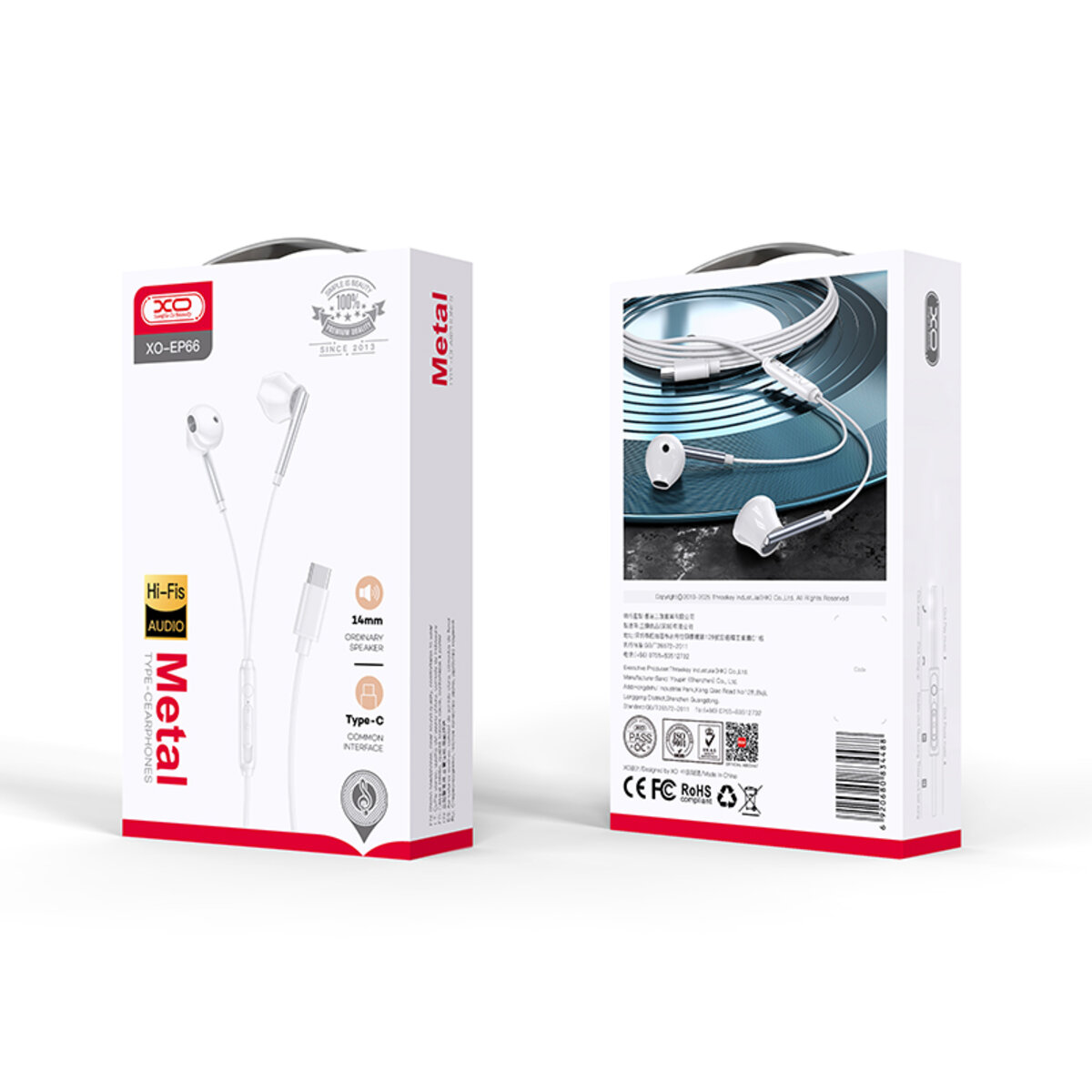 Навушники дротові XO EP66 Crescent Type-C білі (XO-EP66-White) дивитися фото №5