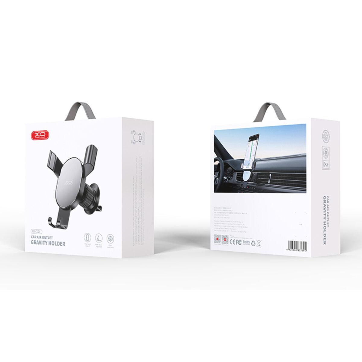 Тримач телефону автомобільний XO 126 Mirror Face Gravity Air Outlet Latch Bracket чорний (XO-C126) дивитися фото №3