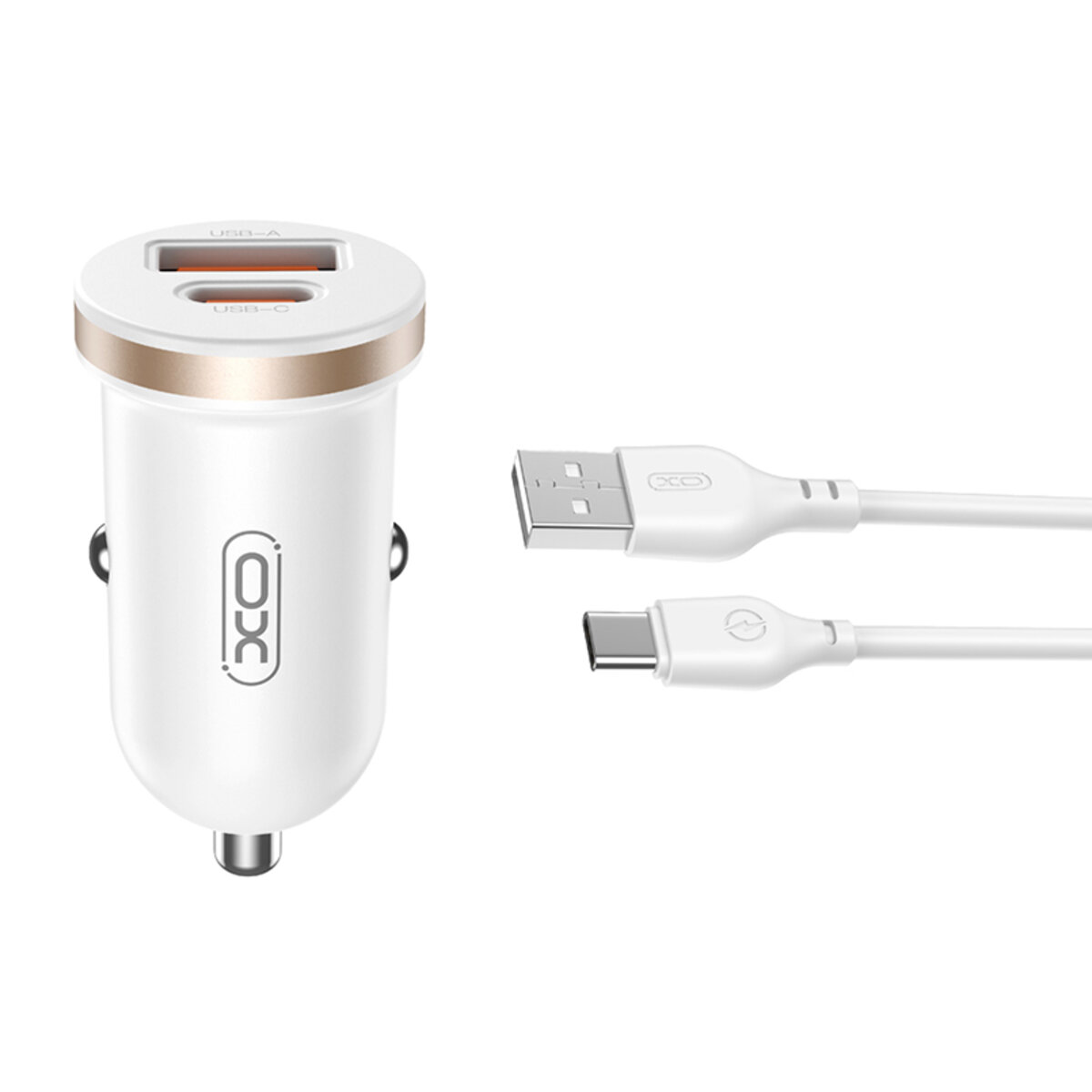 Автомобільний зарядний пристрій XO CC56 Plastic mini 30W+ Type-c кабель білий (XO-CC56+C-white) дивитися фото №1