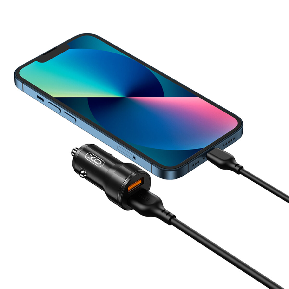 Автомобільний зарядний пристрій XO CC48 Smart Dual USB Metal чорний (XO-CC48) дивитися фото №2
