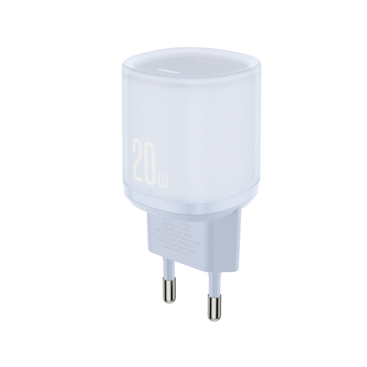 Мережевий зарядний пристрій XO L143 PD20W Single USB-C Charger синій (XO-L143-Blue) дивитися фото №1