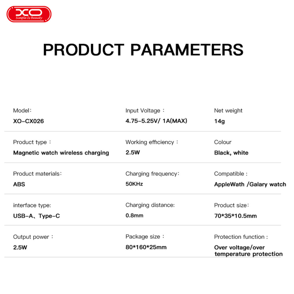 Бездротовий зарядний пристрій XO CX026 Watch Wireless Charger Apple/Samsung USB/Type-C чорний (XO-CX026-Black) дивитися фото №8