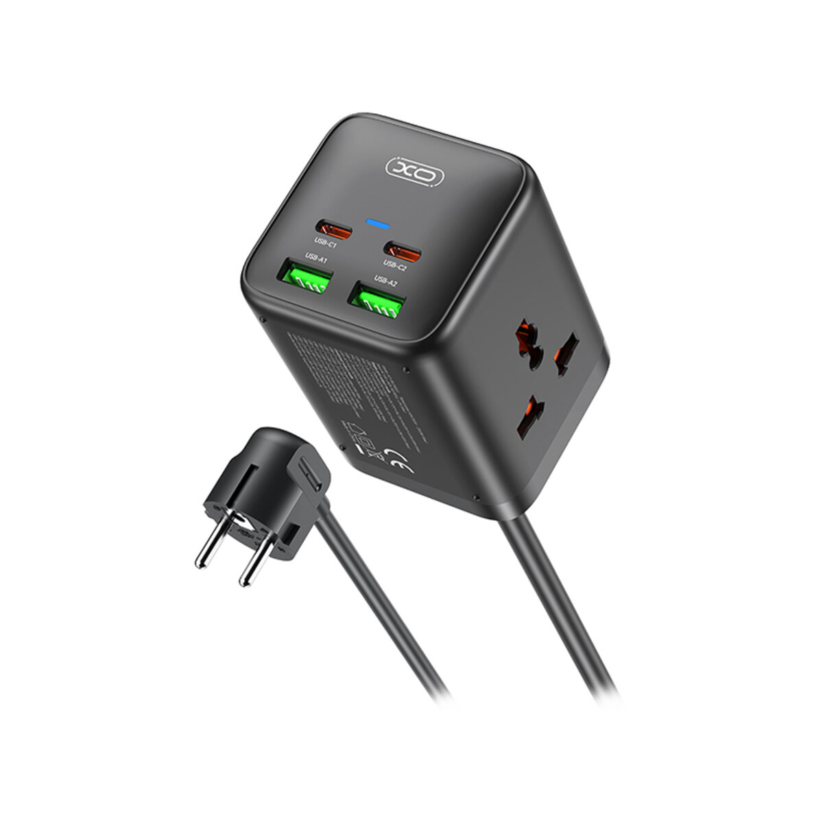 Мережевий зарядний пристрій XO WL24 Fast Charging Desktop Charger Array Plug 65W чорний (XO-WL24) дивитися фото №1