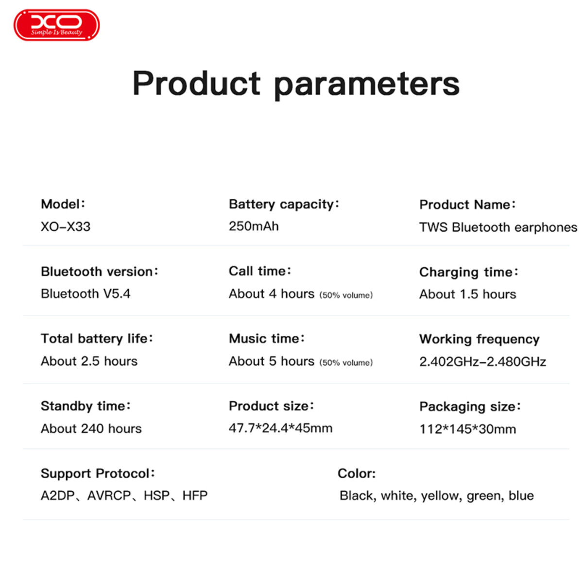 Бездротові навушники XO TWS X33 Yu Jing білі (XO-X33_white) дивитися фото №5