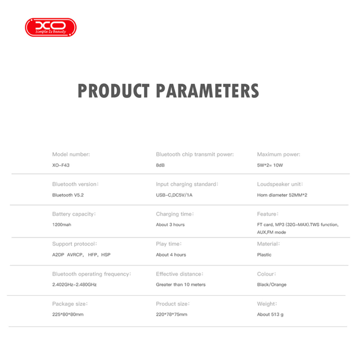 Портативная Акустика XO F43 Dual Speaker 10W черная (XO-F43) смотреть фото №5