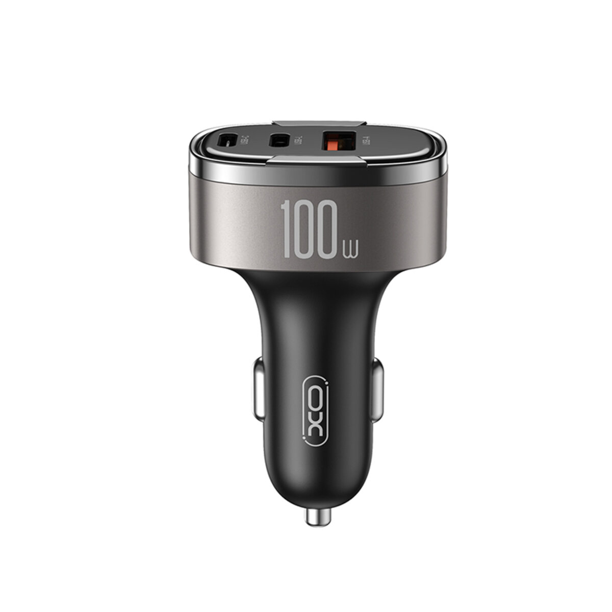 Автомобільний зарядний пристрій XO CC61 Smart USB/Type-C/Lightning 100W срібний (XO-CC61) дивитися фото №1