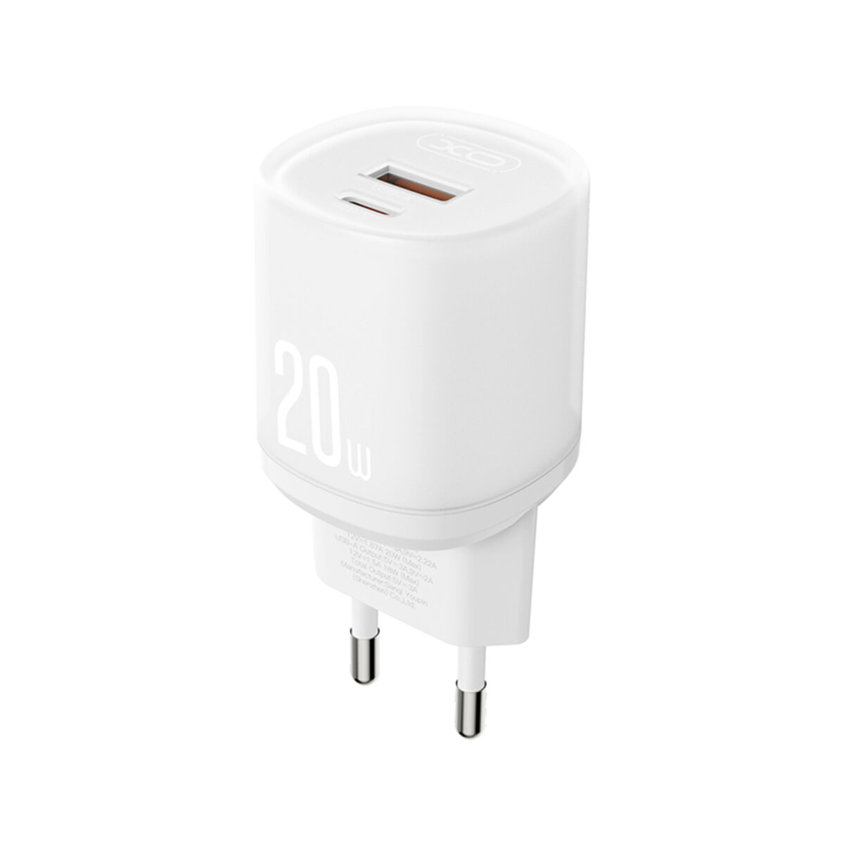 Мережевий зарядний пристрій XO L144 PD20W 1USB-A+1USB-C + Lightning кабель білий (XO-L144+L-White) дивитися фото №2