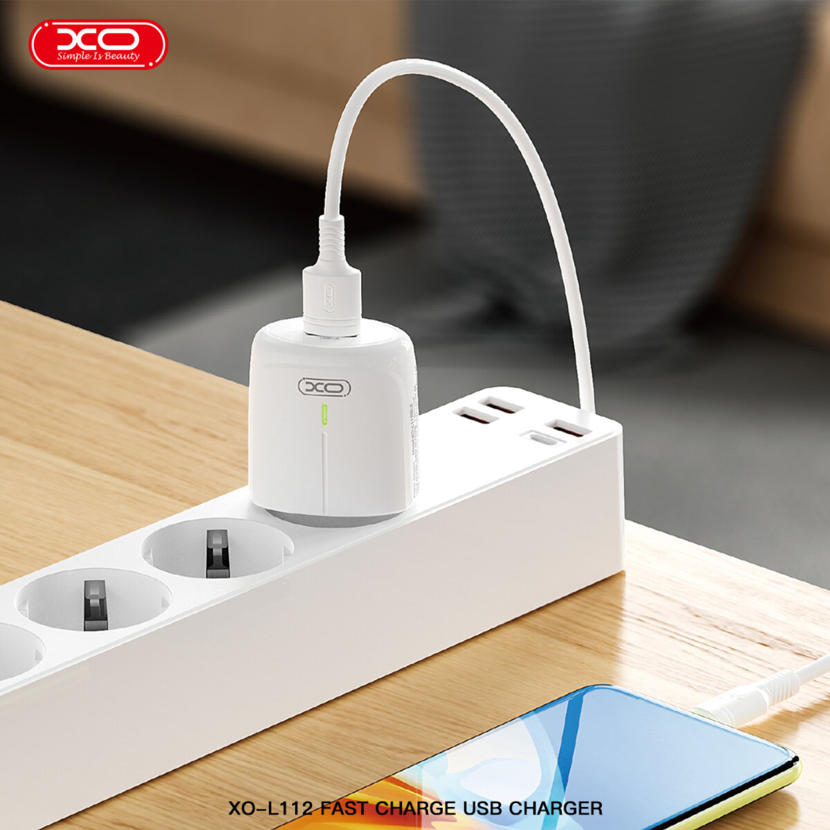 Мережевий зарядний пристрій XO L112 QC18W + Type-c кабель білий (XO-L112+C) дивитися фото №3