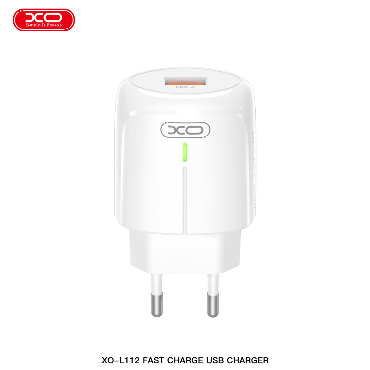 Мережевий зарядний пристрій XO L112 QC18W + Type-c кабель білий (XO-L112+C) дивитися фото №2