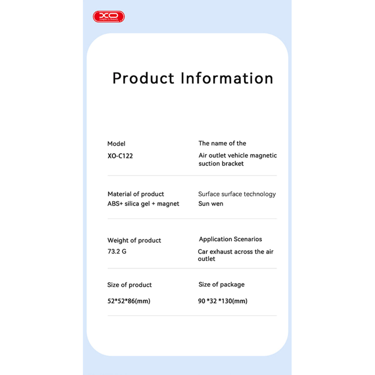 Тримач телефону автомобільний XO C122 Round Magnetic Bracket with Air Outlet чорний (XO-C122) дивитися фото №5