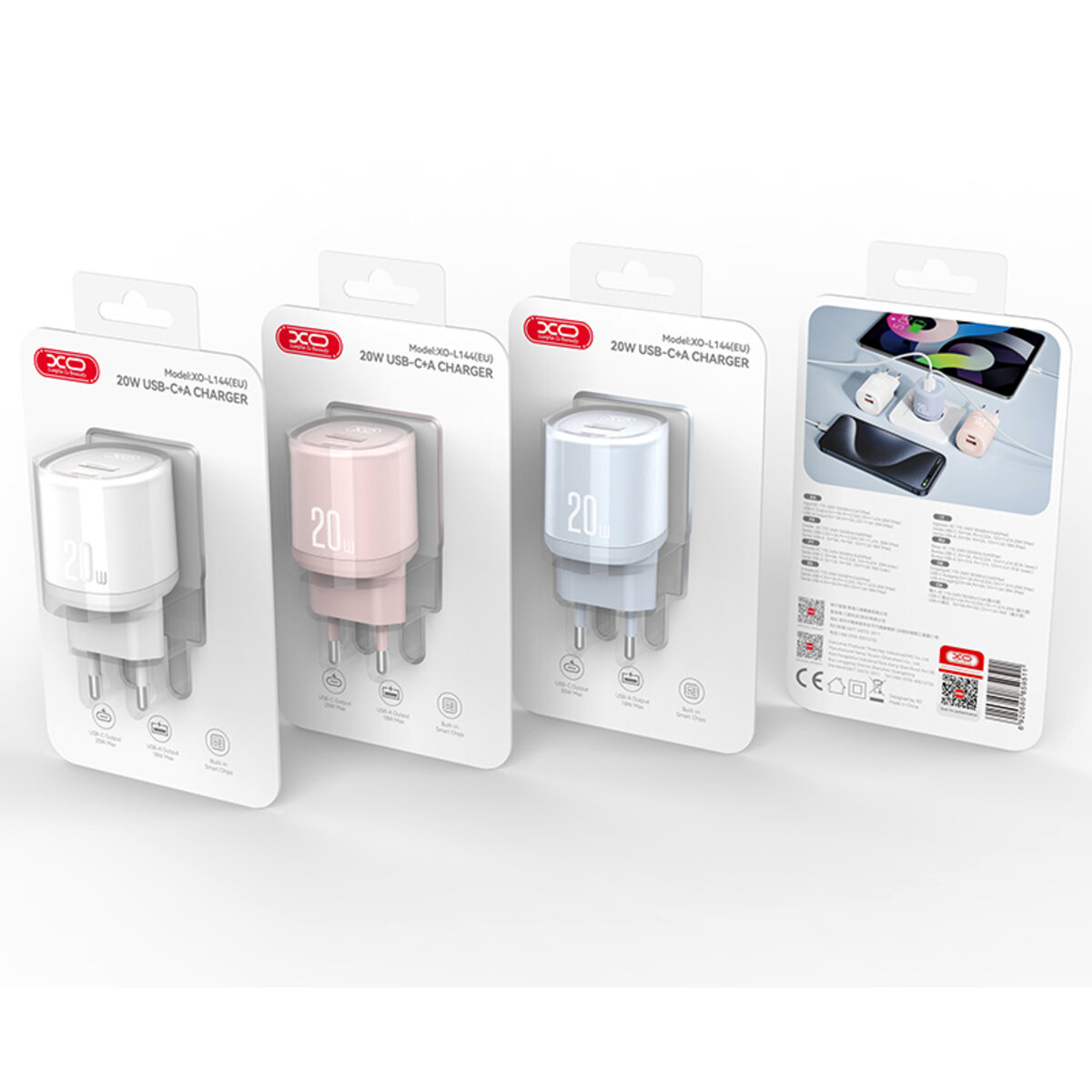 Мережевий зарядний пристрій XO L144 PD20W 1USB-A+1USB-C синій (XO-L144-Blue) дивитися фото №5