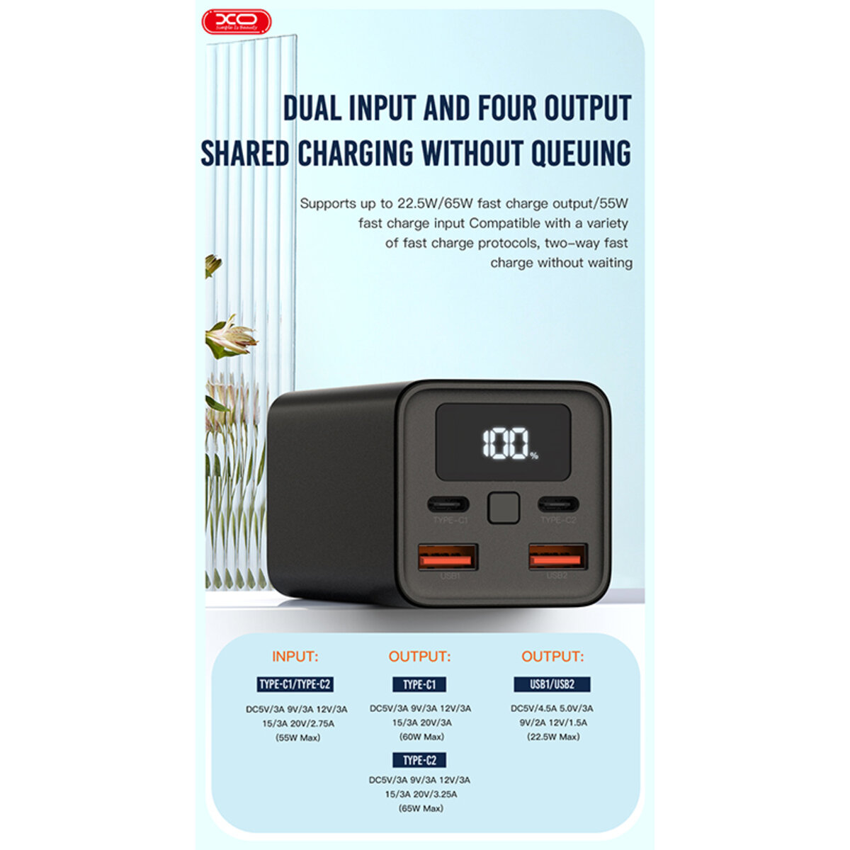 Повербанк (Power Bank) XO PB97 20000mAh 65W чорний (XO-PB97) дивитися фото №6